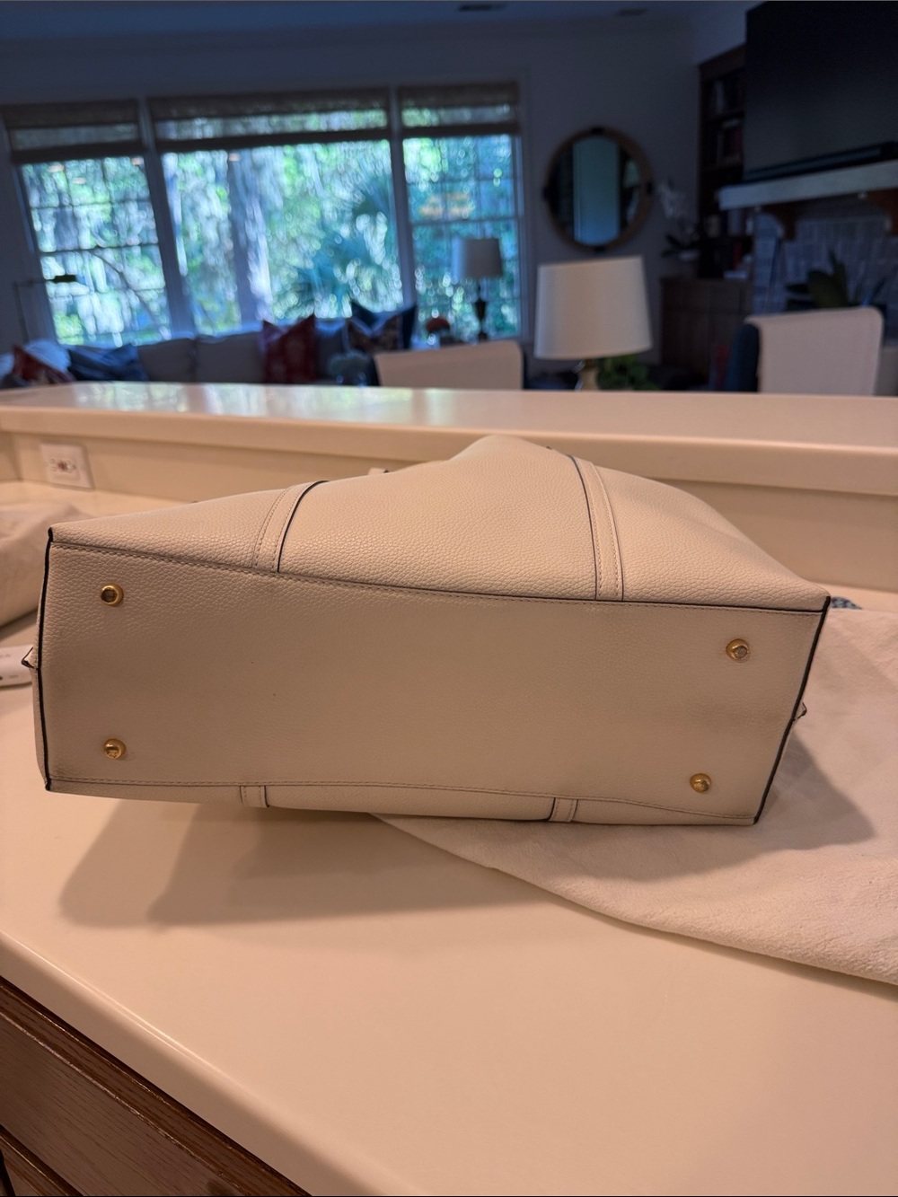 Tory Burch Cream Leather Tote with Tan Interior - Picture 3 of 5